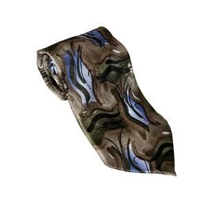 J. Garcia Wetlands collection 34 brown green mens designer silk tie unique gift